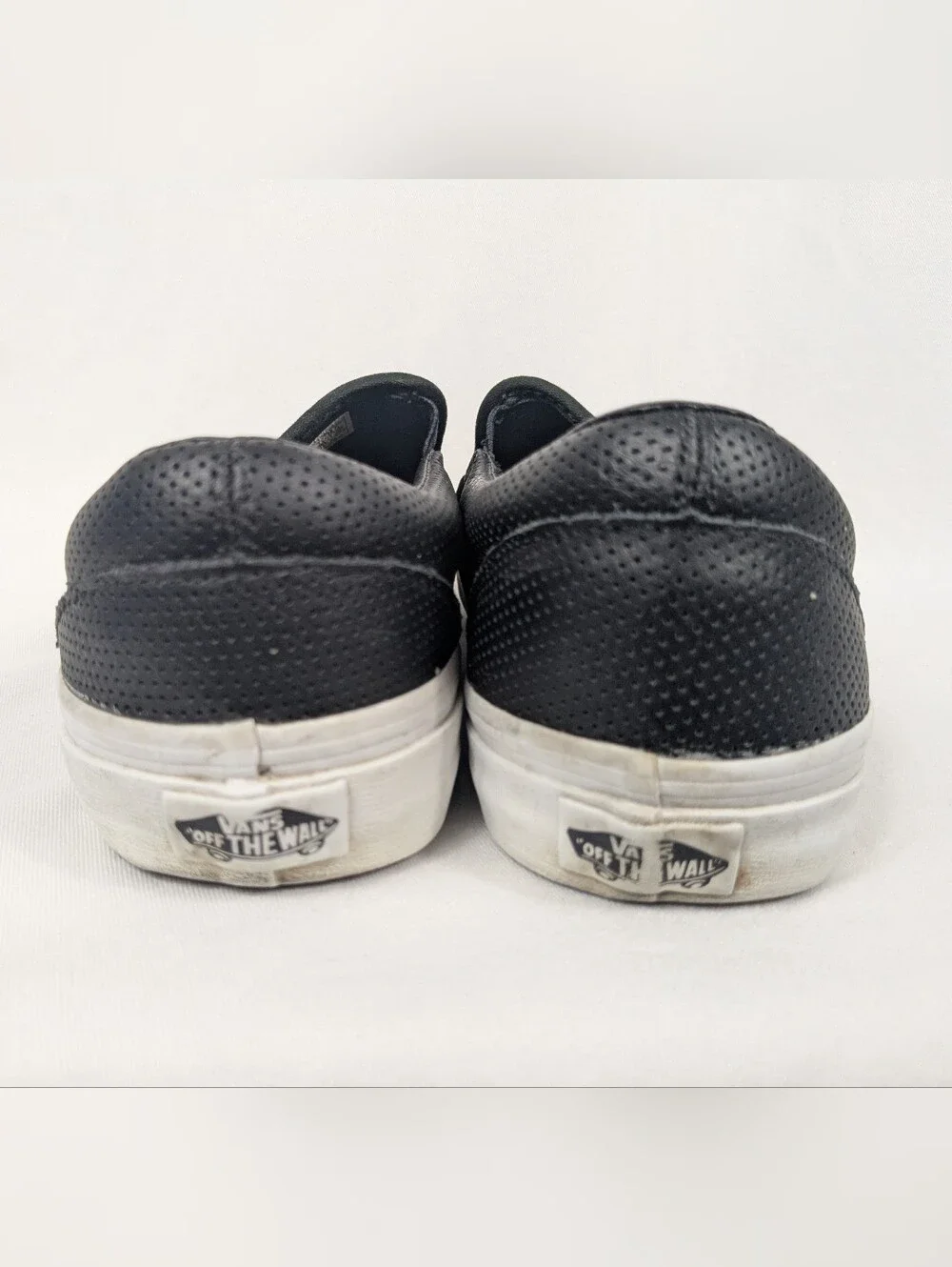Vans Black Perforated Leather Slip On Shoes